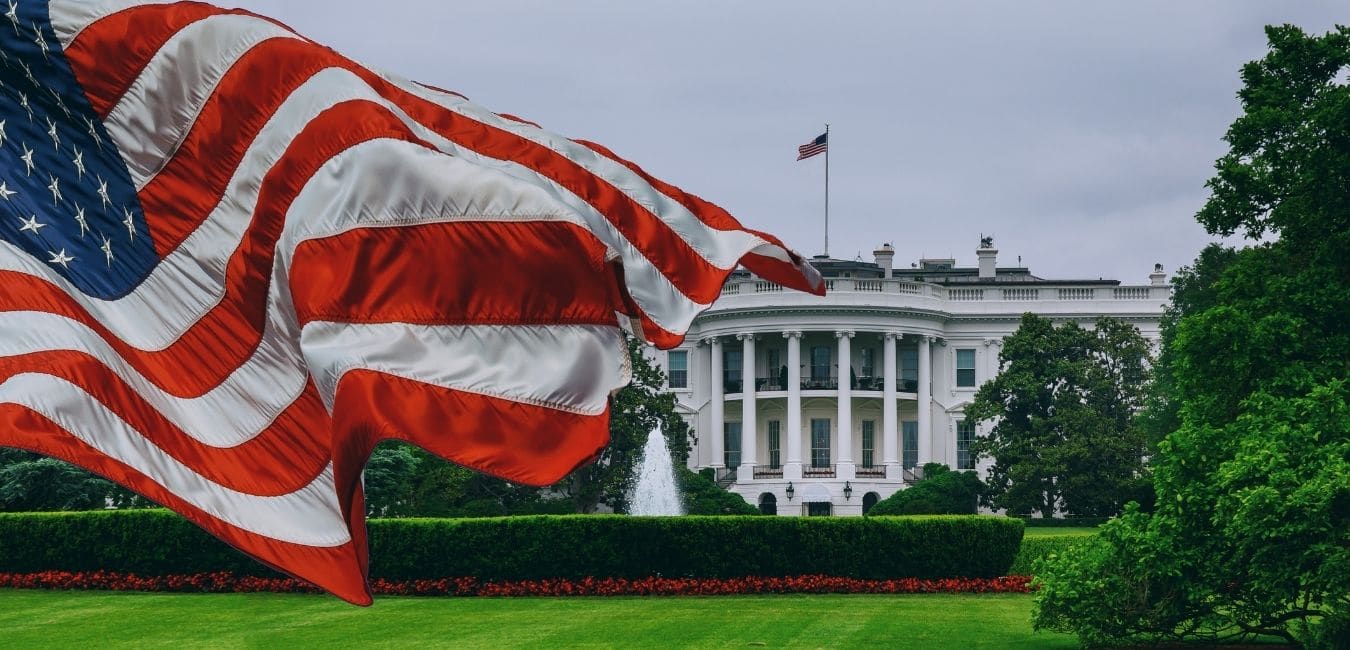 us flag in front of biden white house