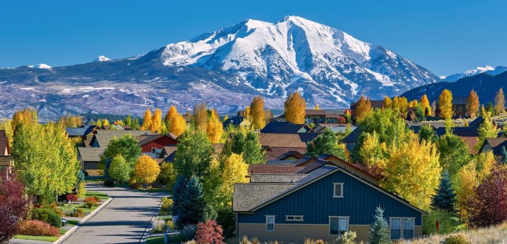 Residential neighborhood in Colorado at autumn