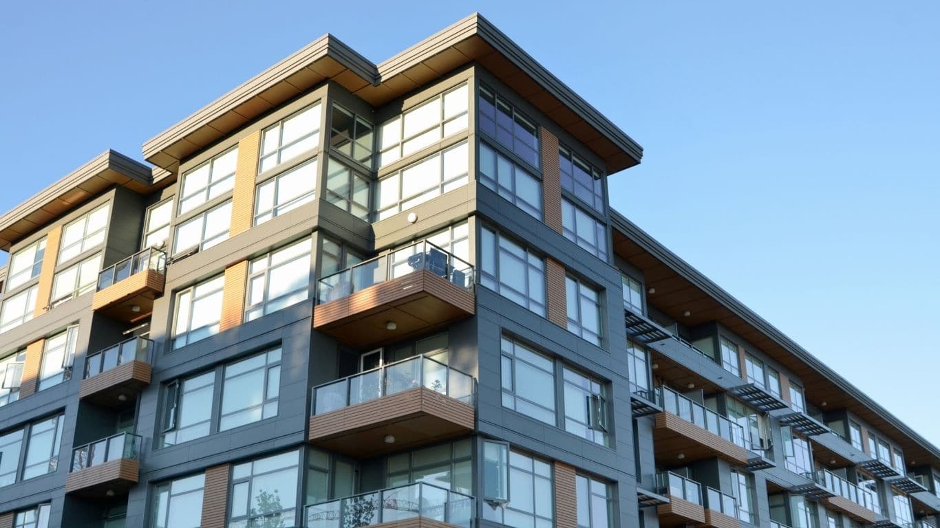 apartment building blue sky