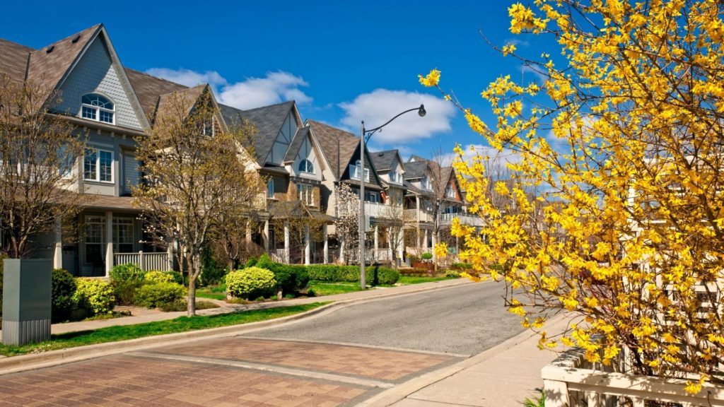 Houses on Residential Street in Spring